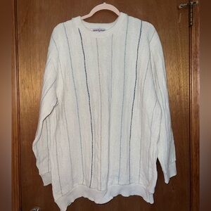 Vintage Blue and Cream striped grandpa sweater